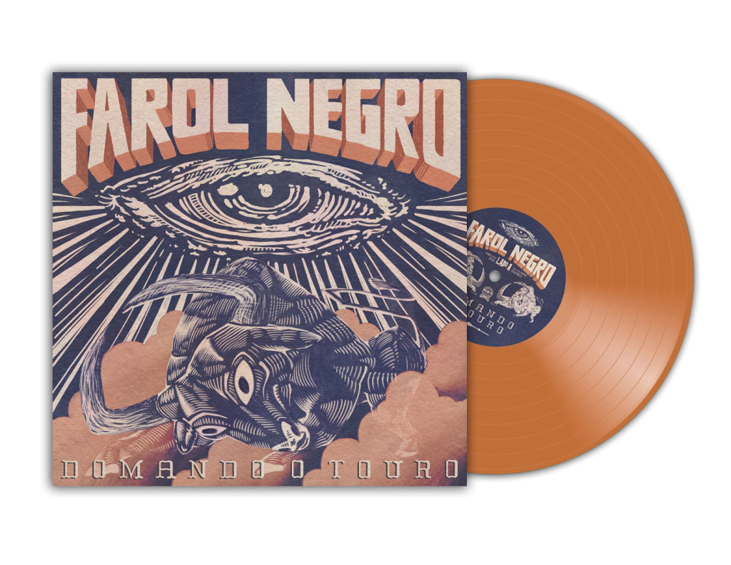LP Domando o Touro — capa com o touro ilustrado e vinil laranja